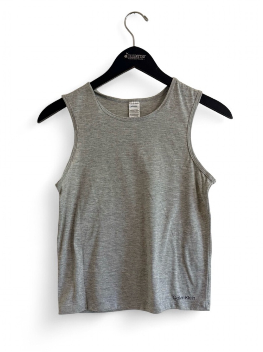 Calvin Klein Gray Sleeveless Round Neck Jersey Logo Tank Top | M | Women’s